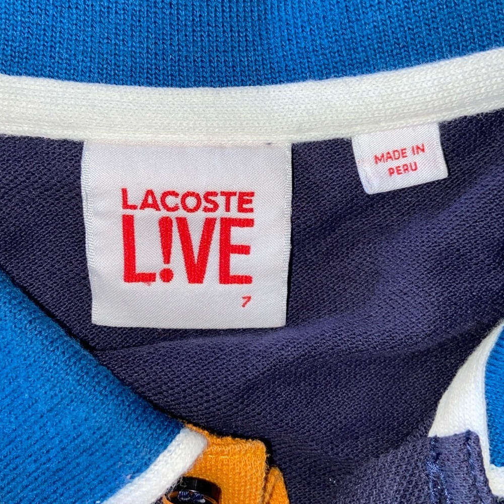 Vintage LACOSTE L!VE navy blue 100% cotton pique polo size 7 / Large - Picture 3 of 10
